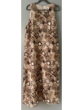 Lonnee Women’s M Floral Maxi Dress Neutral Boho Resort Lagenlook Sleeveless